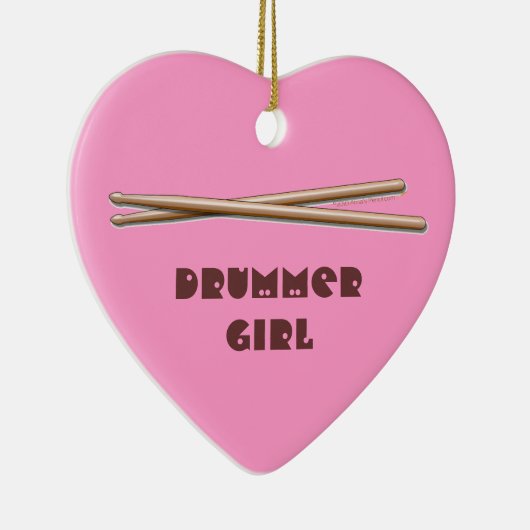 Drummer Girl Drumsticks  Roze siermiddel Keramisch Ornament (Rechts)