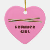 Drummer Girl Drumsticks  Roze siermiddel Keramisch Ornament (Voorkant)