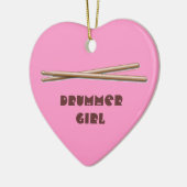 Drummer Girl Drumsticks Roze siermiddel Keramisch Ornament (Links)
