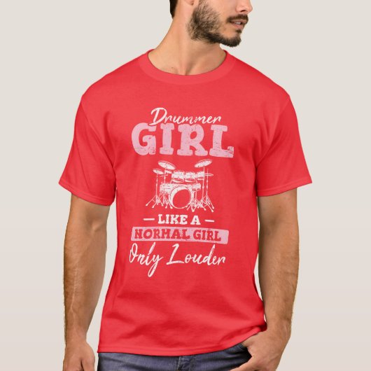 Drummer Girl Funny Drummer Percussion Drums Band M T-shirt (Voorkant)