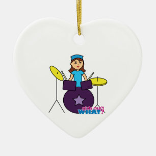 Drummer Girl Keramisch Ornament
