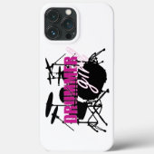 Drummer Girl met Fun Paars en Black Grunge Text Case-Mate iPhone Case (Achterkant)