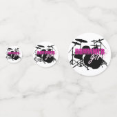 Drummer Girl met Fun Paars en Black Grunge Text Confetti (Voorkanten)