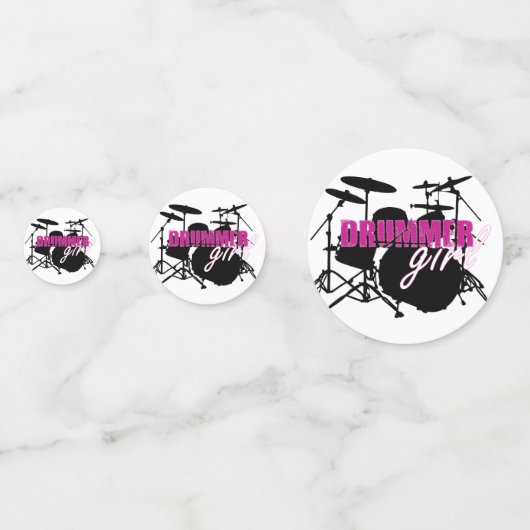 Drummer Girl met Fun Paars en Black Grunge Text Confetti (Achterkanten)
