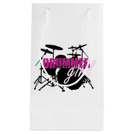 Drummer Girl met Fun Paars en Black Grunge Text Klein Cadeauzakje