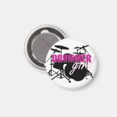 Drummer Girl met Fun Paars en Black Grunge Text Magneet (Voorkant / Achterkant)