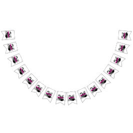 Drummer Girl met Fun Paars en Black Grunge Text Vlaggetjes