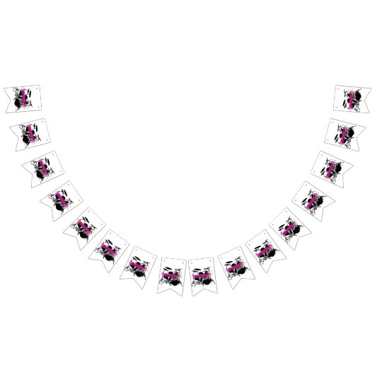 Drummer Girl met Fun Paars en Black Grunge Text Vlaggetjes (Alle)