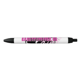 Drummer Girl met Fun Paars en Black Grunge Text Zwarte Inkt Pen