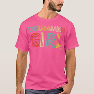 Drummer Girl Retro Drumming Musician Percu T-shirt