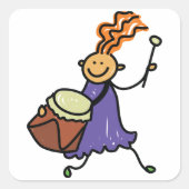 Drummer Girl Vierkante Sticker (Voorkant)
