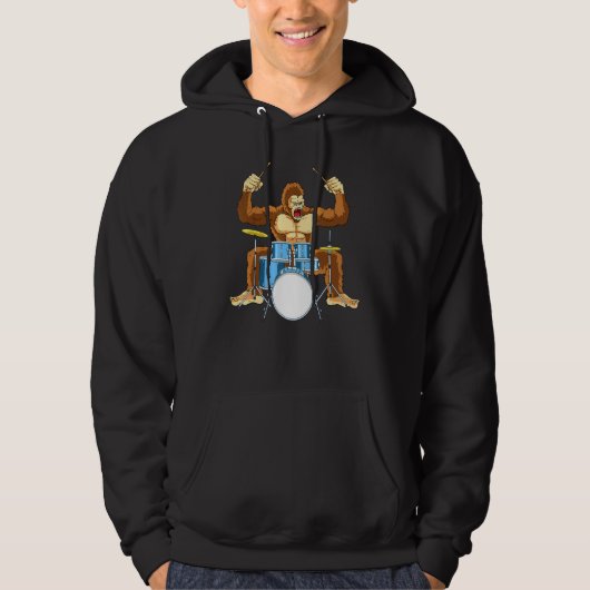 Drummer Gorilla Drum Player Kit Snare Hi-Pet Trap Hoodie (Voorkant)