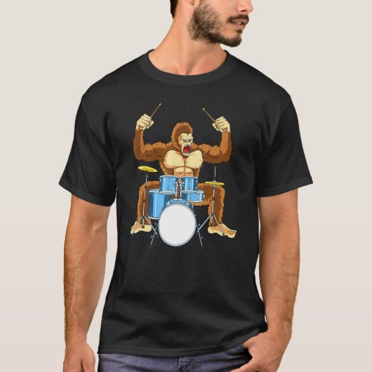Drummer Gorilla Drum Player Kit Snare Hi-Pet Trap T-shirt (Voorkant)