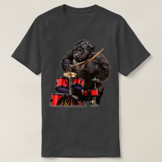 Drummer Gorilla Play Drum Rock n Roll T-shirt (Design voorkant)