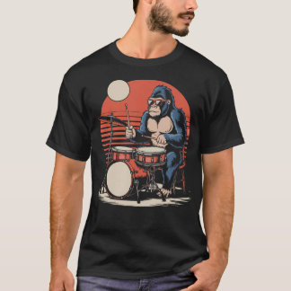 Drummer Gorilla Playing Drums Cool Design For Men  T-shirt
