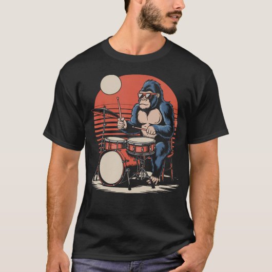 Drummer Gorilla Playing Drums Cool Design For Men  T-shirt (Voorkant)
