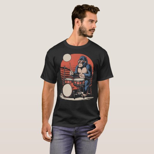 Drummer Gorilla Playing Drums Cool Design For Men  T-shirt (Voorkant volledig)