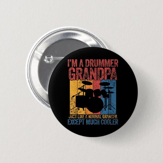Drummer Grandpa Drumming Grandfather Vaderdag Ronde Button 5,7 Cm (Voorkant /achterkant)