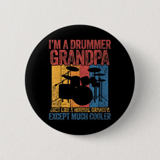 Drummer Grandpa Drumming Grandfather Vaderdag Ronde Button 5,7 Cm