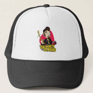 Drummer Guy met Drumsticks design Trucker Pet