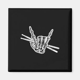 Drummer Halloween Skeleton Hand Rock and Roll Drum Magneet