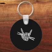 Drummer Halloween Skeleton Hand Rock and Roll Drum Sleutelhanger (Voorkant)