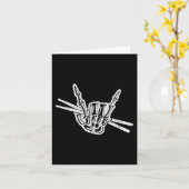 Drummer Halloween Skeleton Hand Rock en Roll Drum Kaart (Gele Bloem)