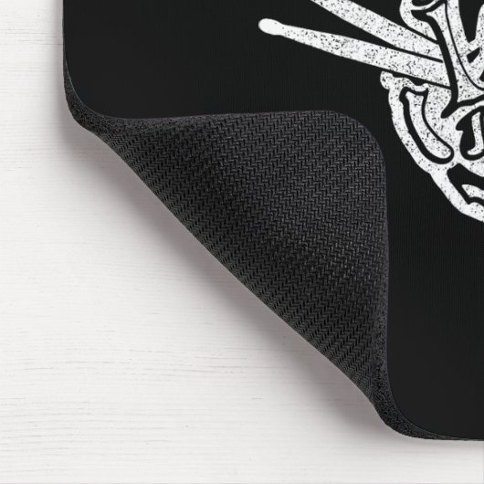 Drummer Halloween Skeleton Hand Rock en Roll Drum Muismat (Hoek)