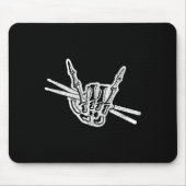 Drummer Halloween Skeleton Hand Rock en Roll Drum Muismat (Voorkant)
