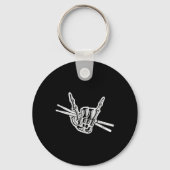 Drummer Halloween Skeleton Hand Rock en Roll Drum Sleutelhanger (Voorkant)