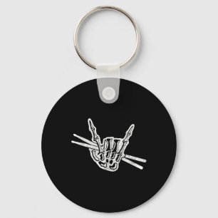 Drummer Halloween Skeleton Hand Rock en Roll Drum Sleutelhanger