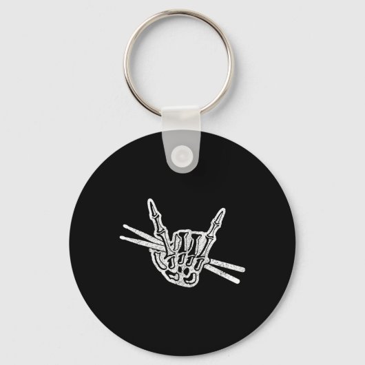 Drummer Halloween Skeleton Hand Rock en Roll Drum Sleutelhanger (Voorkant)
