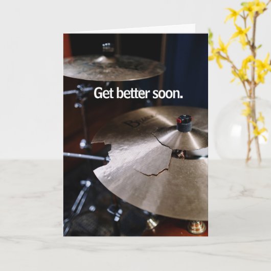 Drummer Hard Hitter Loud Percussion Get Well Soon Kaart (Gele Bloem)