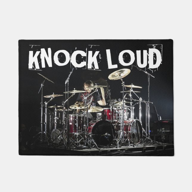 Drummer Heavy Metal Rock KNOCK LOUD Fun Gift Deurmat (Voorkant)