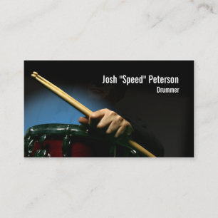 Drummer Holding Drumsticks Blauw Visitekaartje