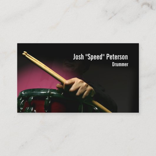 Drummer Holding Drumsticks Rood Visitekaartje (Voorkant)