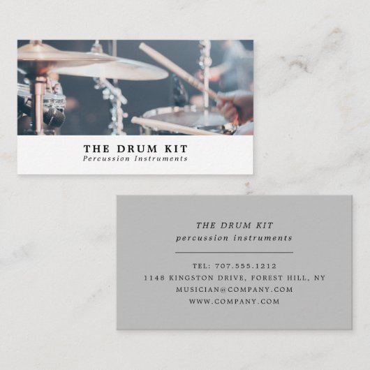 Drummer, hoogleraar visitekaartje (Voorkant / Achterkant)