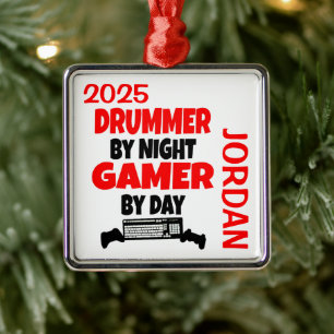 Drummer houdt van het spelen van videogames metalen ornament