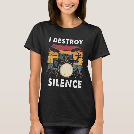 Drummer I Destroy Silence Drum T-shirt (Voorkant)