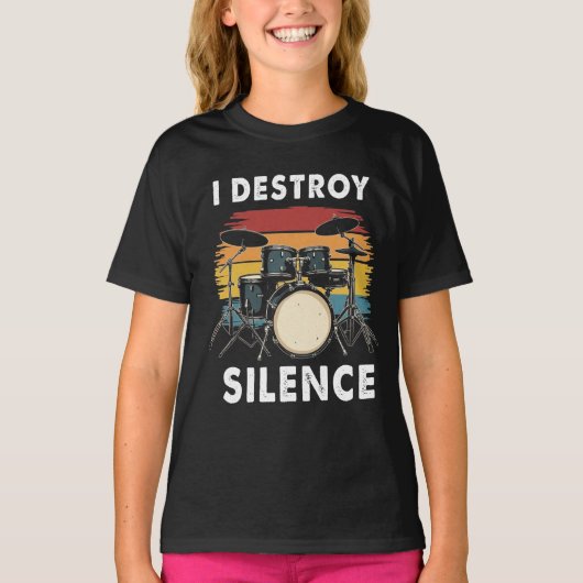 Drummer I Destroy Silence Drum T-shirt (Voorkant)