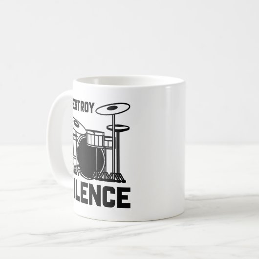 Drummer I Destroy Silence Koffiemok (Voorkant links)