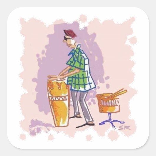 Drummer I vierkante stickers (Voorkant)