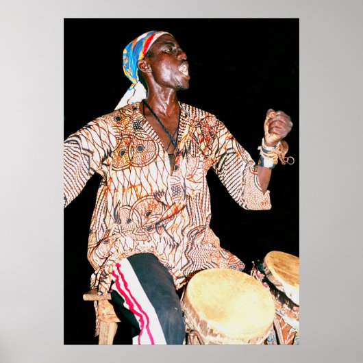Drummer in Banjul, Gambia, West-Afrika Poster (Voorkant)