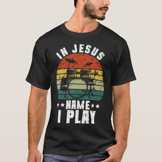 Drummer Jesus Drumming Drums Percussion Faith Chri T-shirt (Voorkant)