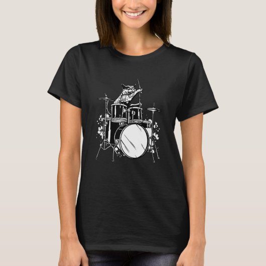Drummer Kat Speelt Drums Drumstel Drums Drummer Dr T-shirt (Voorkant)