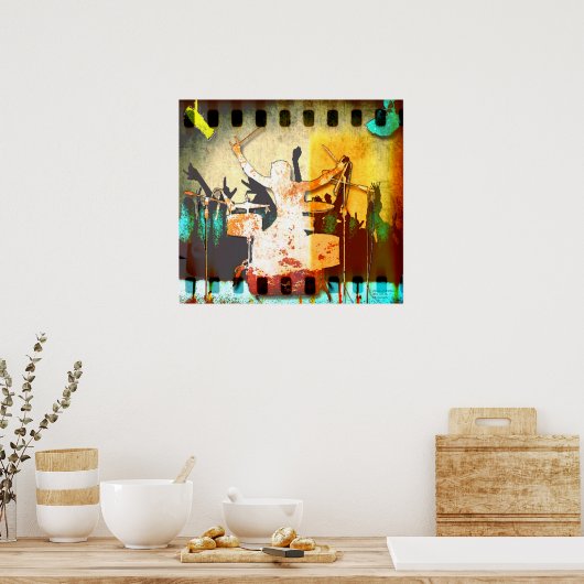 Drummer Kerel, Copyright karen J Williams Poster (Keuken)