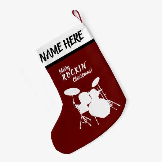 Drummer kerst - Eigen naam drumkit drumming Kleine Kerstsok (Achterkant (Hangend))