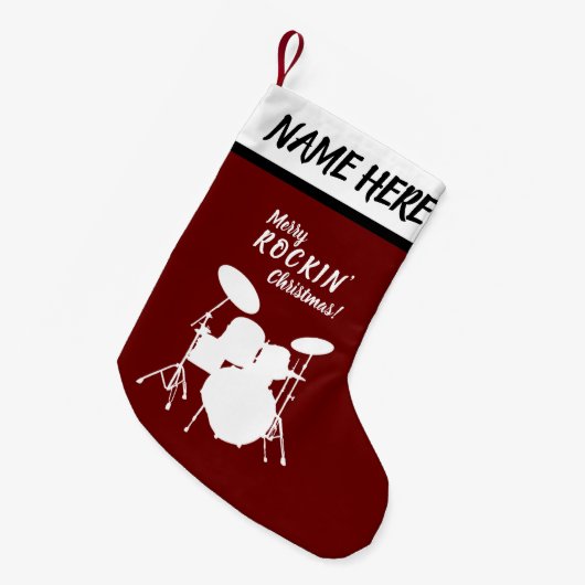Drummer kerst - Eigen naam drumkit drumming Kleine Kerstsok (Voorkant (Hangend))