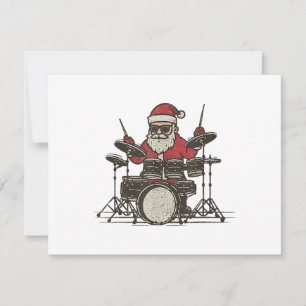 Drummer Kerstmis Grappig Vintage Kerstman Drum Spe Feestdagenkaart