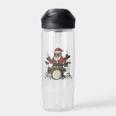 Drummer Kerstmis Grappig Vintage Kerstman Speelt o Waterfles (Achterkant)